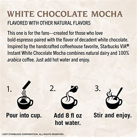 Starbucks Via Instant Coffee Flavored Packets — White Chocolate Mocha Latte — 1 Box 5 Packets