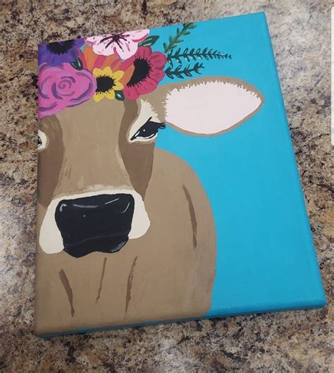 Strawberry Cow And Bee Painting Acrylic Small Painting Canvas Etsy Artofit