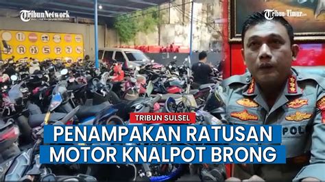 Ratusan Motor Knalpot Brong Termasuk Moge Disita Polrestabes Makassar