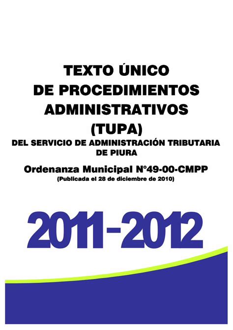 Pdf Texto Nico De Procedimientos Administrativos Tupa Del