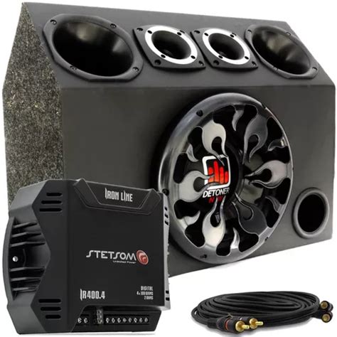 Caixa Som Automotivo Completa Trio Sub Modulo Stetsom