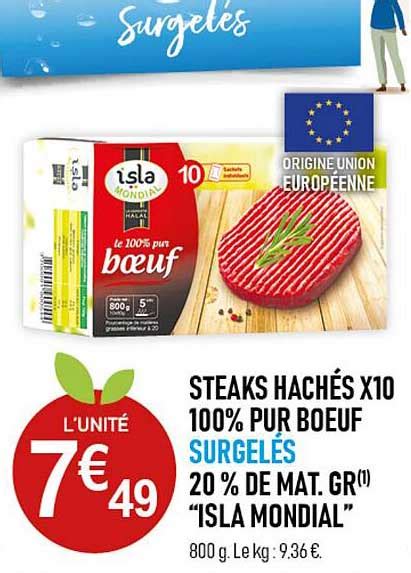 Promo Steaks Hach S X Pur B Uf Surgel S De Mat Gr Isla