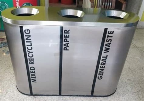 Open Top Stainless Steel Ss Trio Dustbins Size W X L X H