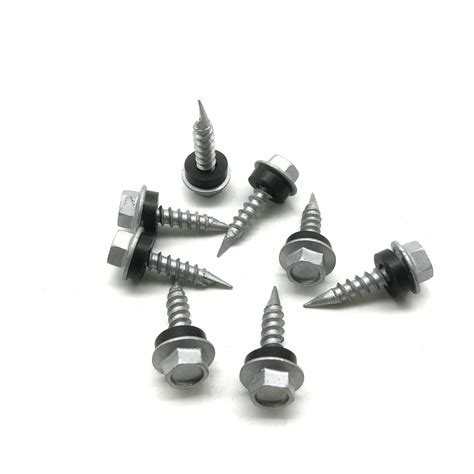 Hex Flange Head Screws Af 5 16 Spoon Point With Black EPDM Washer