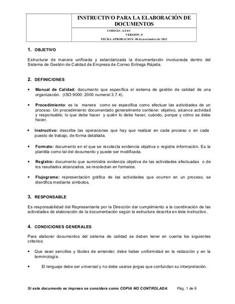 Instructivo Para La Elaboracion De Documentos