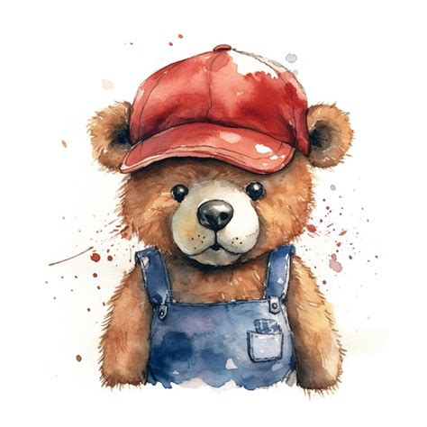 Premium Ai Image There Is A Watercolor Painting Of A Teddy Bear