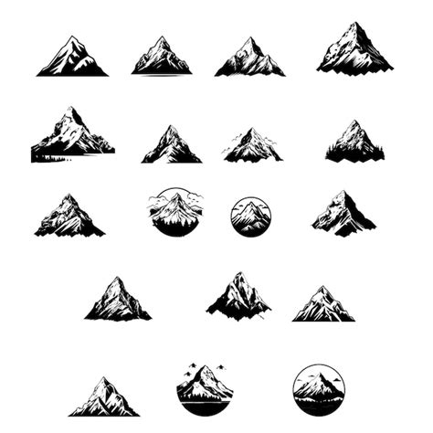 Premium Vector | Mountain black and white vector