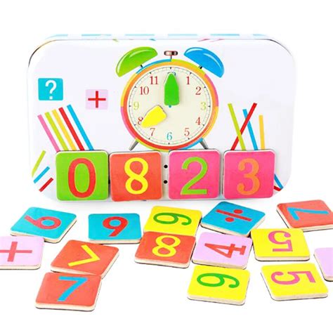 1 Set Kids Wooden Magnetic Clock Mathematics Digital Stick Puzzle Math