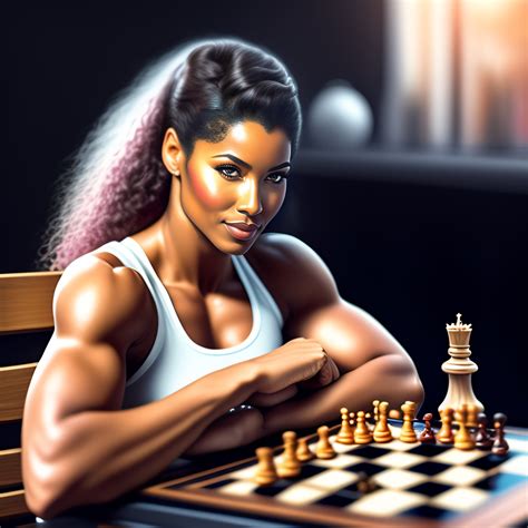 Lexica Cute Woman Bodybuilder Playing Chess Pencil Drawing