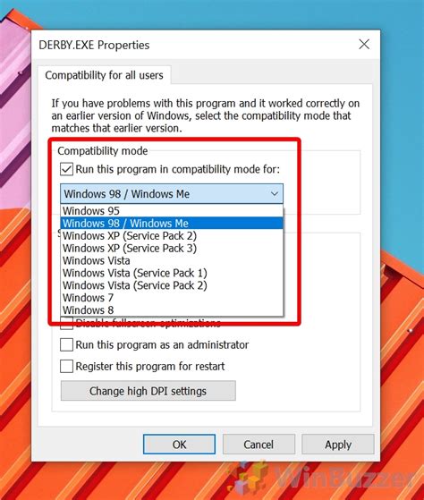 How To Change Windows Compatibility Mode Settings Winbuzzer