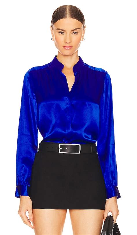 Lagence Bianca Collar Blouse In Pop Cobalt Revolve