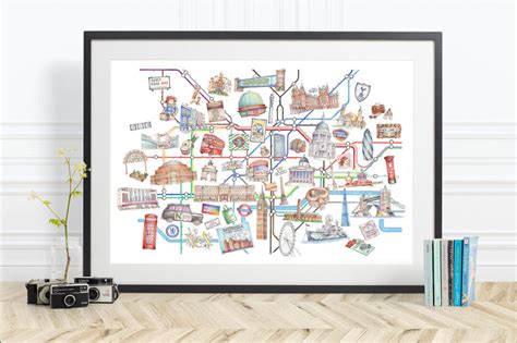 Illustrated London Underground Map Art Print Watercolour - Etsy