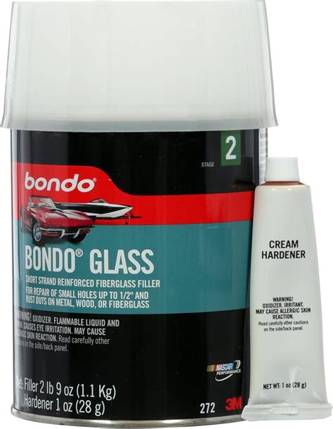 Amazon.com: Bondo Glass Short Strand Reinforced Fiberglass Filler,Stage 2, 2.56 Oz Filler and 1 ...