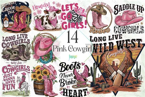 Pink Cowgirl Sublimation Bundle Graphic By Janecreative · Creative Fabrica