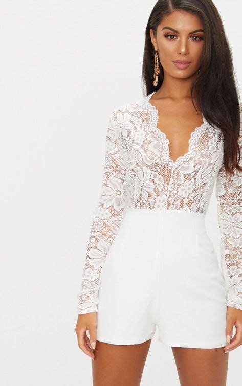 All White Rompers And Jumpsuits For Women Long Sleeve Lace White