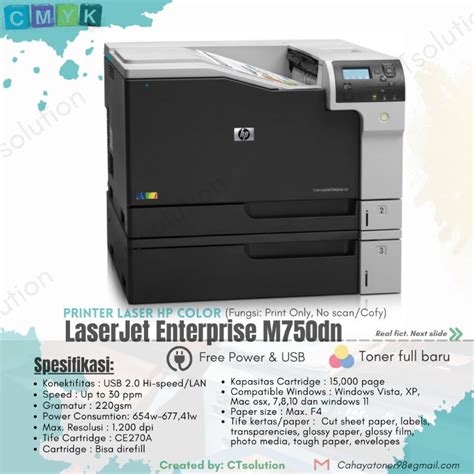 Jual Printer A3 Color Hp Laserjet Enterprise M750 Murah Rekomendasi