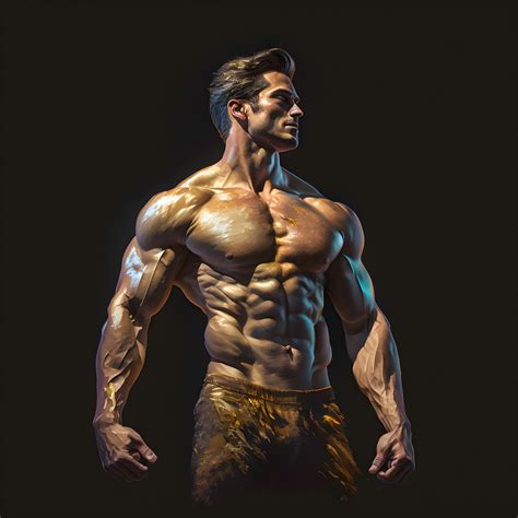 Nude Male Muscle Torso Digital Gay Art AI Generated Male Erotic Poster Wall Art Digital