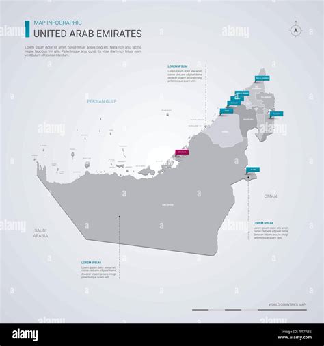 Emirati Arabi Uniti Mappa Vettoriale Con Elementi Infografico Segni Di