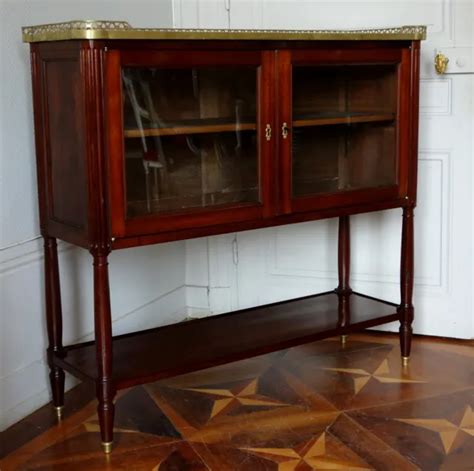 RARE CONSOLE DESSERTE vitrine en acajou époque Louis XVI XVIIIe