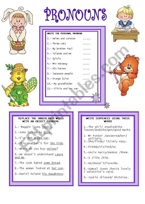 Pronouns Esl Worksheet By Mariaah