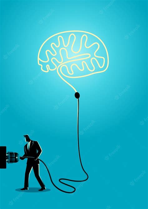 Premium Vector Businessman Plugs A Brain