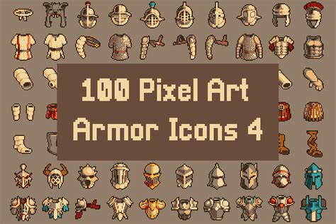 100 RPG Armor Icons Pixel Art Download - CraftPix.net