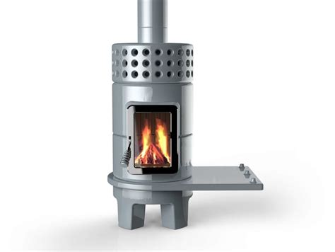 Wood Burning Ceramic Stove ROUNDSTACK SIDE By LA CASTELLAMONTE Design