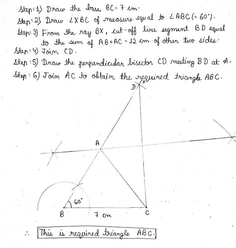 Using Ruler And Compasses Only Construct A Triangle Abc Given Base