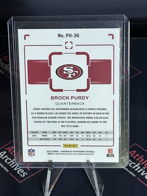 Panini Chronicles Photogenic Brock Purdy Rookie Card Rc Ph