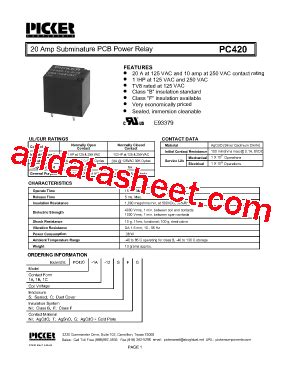 PC420 Datasheet(PDF) - Picker Components