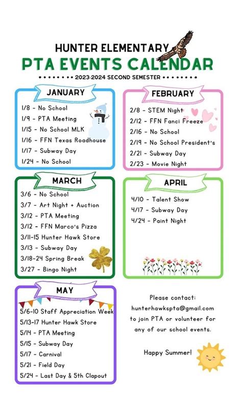 PTA EVENTS Hunter Elementary