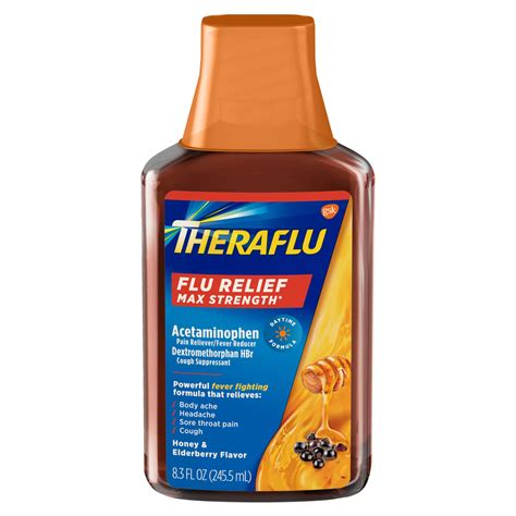 Theraflu Flu Relief Max Strength Syrup Honey Elderberry Shop Cough