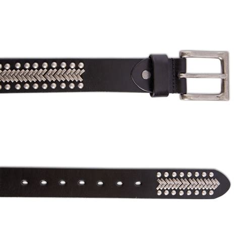 Mens Studded Belt Punk Rock Belt Italian Leather Black Mix Stud Belt