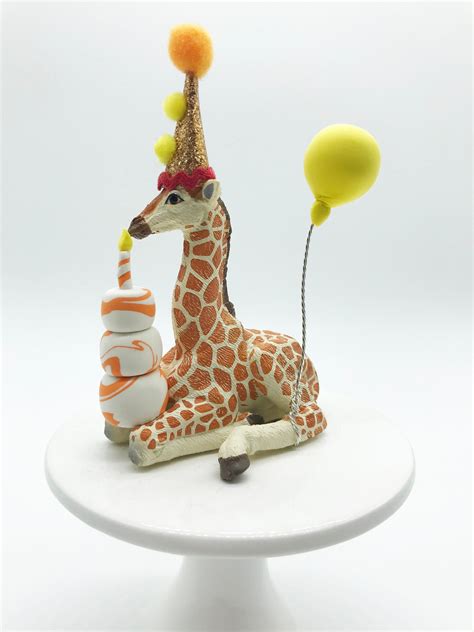 Birthday Giraffe Animal Cake Topper Includes T Hat And Balloons