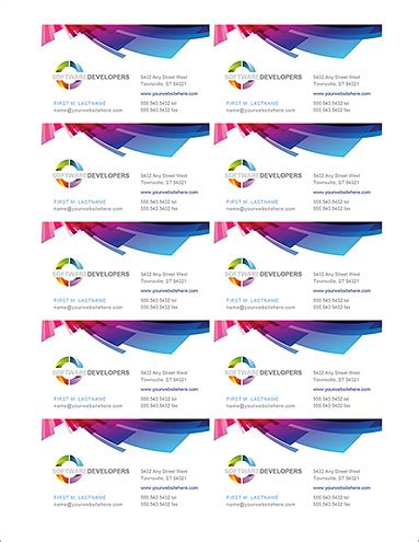 Word Business Card Templates For Avery Papers 10 Per Page