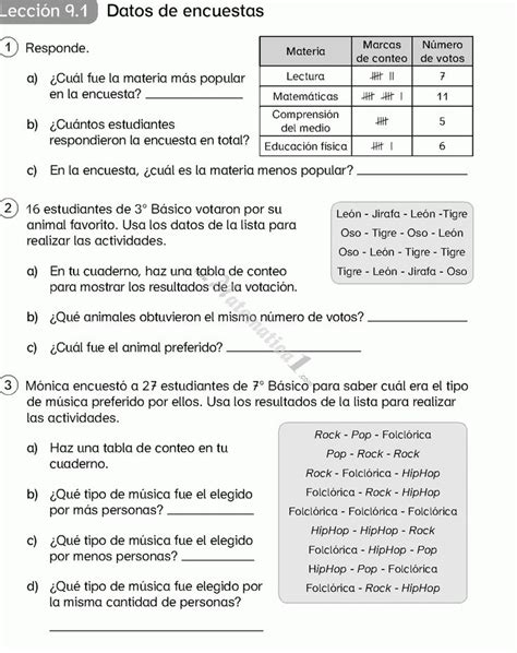 ejercicios de estadistica para niños de quinto de primaria pdf