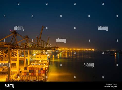 Aerial view of Chittagong Port. It is the main seaport of Bangladesh ...