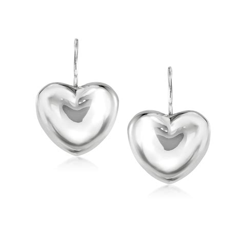 Italian Sterling Silver Puffed Heart Drop Earrings Ross Simons