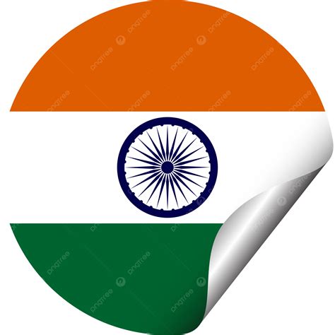 India Round Flag Peeling Sticker Transparent Background Vector India