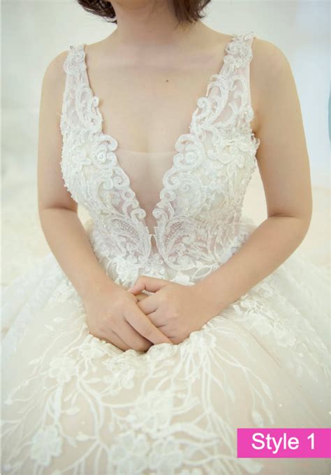 Nude Light Pink Deep V Neck Lace Applique Sleeveless A Line Wedding Dress Various Styles