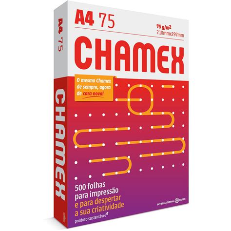 Papel Sulfite Chamex A4 210x297 75gr Caixa C 10 Resmas 500 Folhas