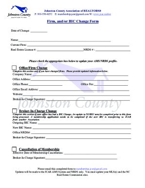 Fillable Online Firm And Or Bic Change Form Fax Email Print Pdffiller