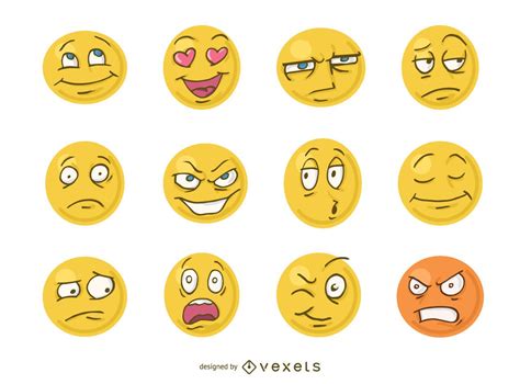 Descarga Vector De Dibujos Animados Divertidos Caras Emoji