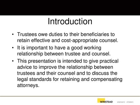 Trustees Ability To Retain And Compensate Attorneys In Texas Ppt