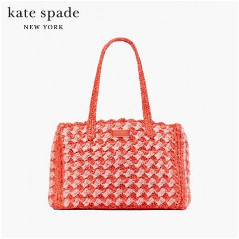 Kate Spade New York High Tide Striped Crochet Raffia Medium Tote Kb