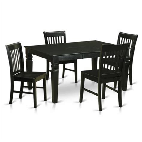 East West Furniture Weston Piece Wood Dining Table And Chair Set In