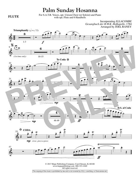 Palm Sunday Hosanna Flute By Joel Raney Sheet Music For Choir Instrumental Pak At Sheet Music