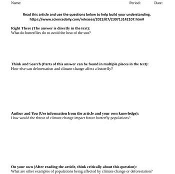 Climate Change And Biodiversity Loss By Sarah Stuckert Tpt