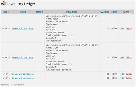 Add On Ledger WP Inventory Manager