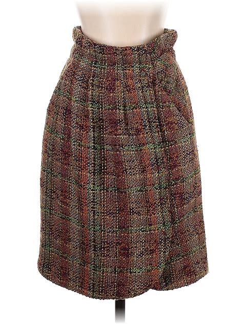 Odille Plaid Tweed Multi Color Brown Casual Skirt Size 2 82 Off